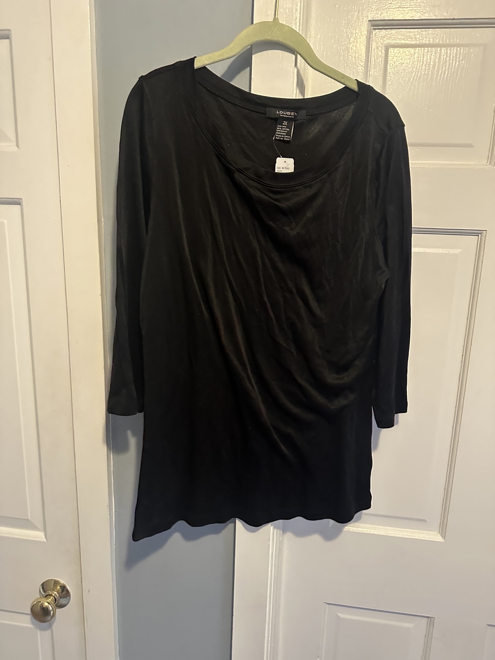 Black Long-Sleeve Silk Blend Top NWT